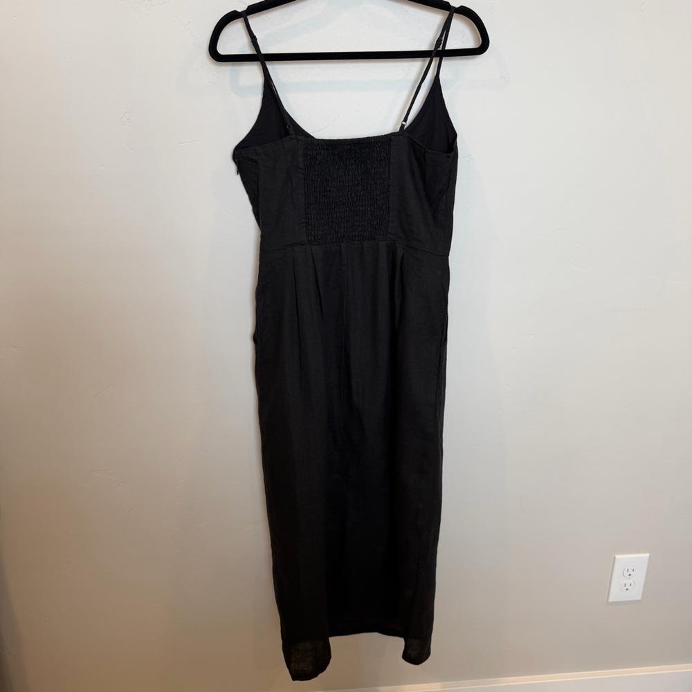 Quince 100% European Linen Scoop Neck Midi Dress, Black, Small - Picture 7 of 11